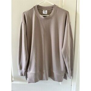 Sage Collective Oversized Lightweight Sweatshirt XS Taupe Athleisure Workout